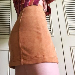 Faux suede double zip panel skirt.